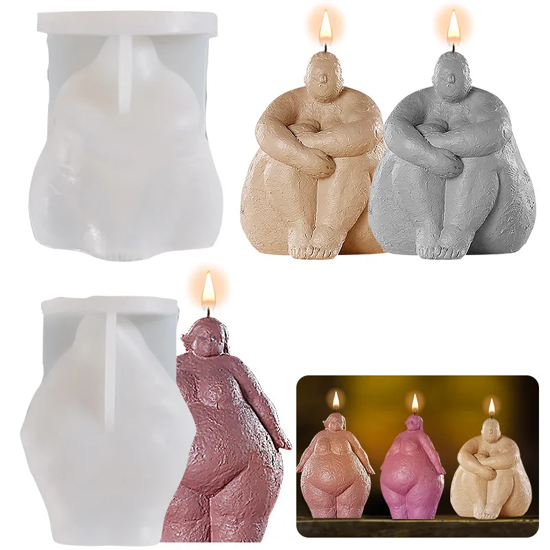

0516 Abstract diy Epoxy Coarse Fat Woman Character Resin Mold Human Body Thinker Aromatherapy Candle Silicone Mold, Transparent