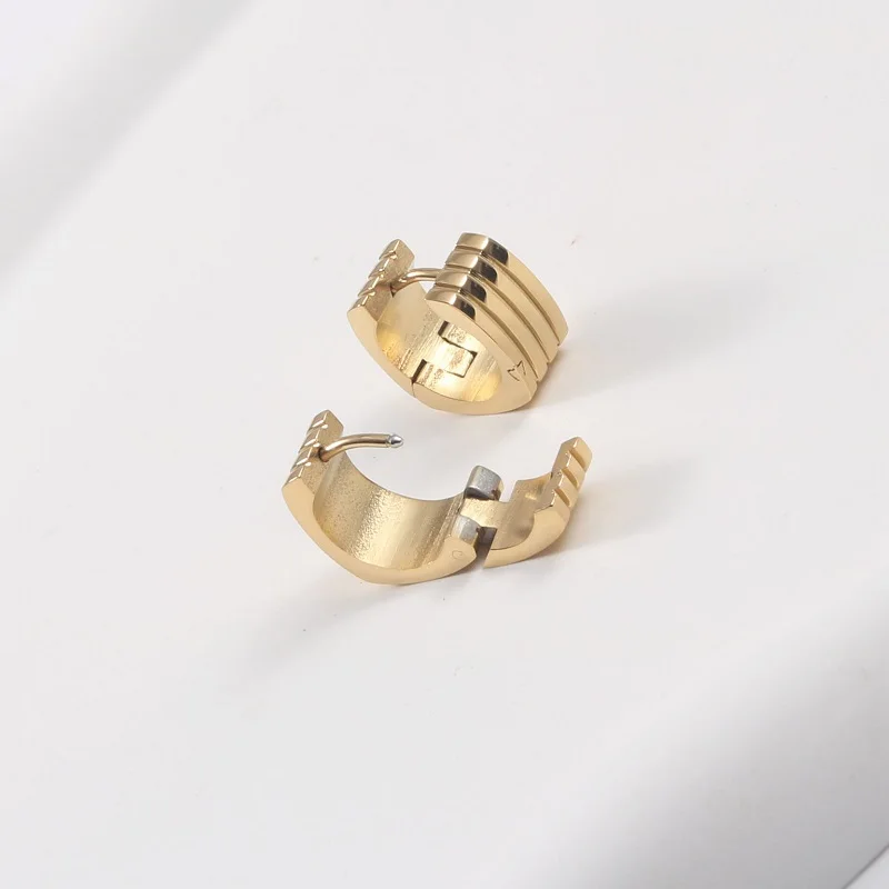 JOOLIM High End 18K Gold Plated Stainless Steel Chunky Square Huggie Earring Design Jewelry Wholesale