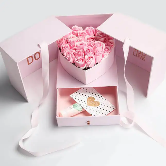 Luxury Valentine Preserved Fresh Flower Diy Rose Round Packaging Gift