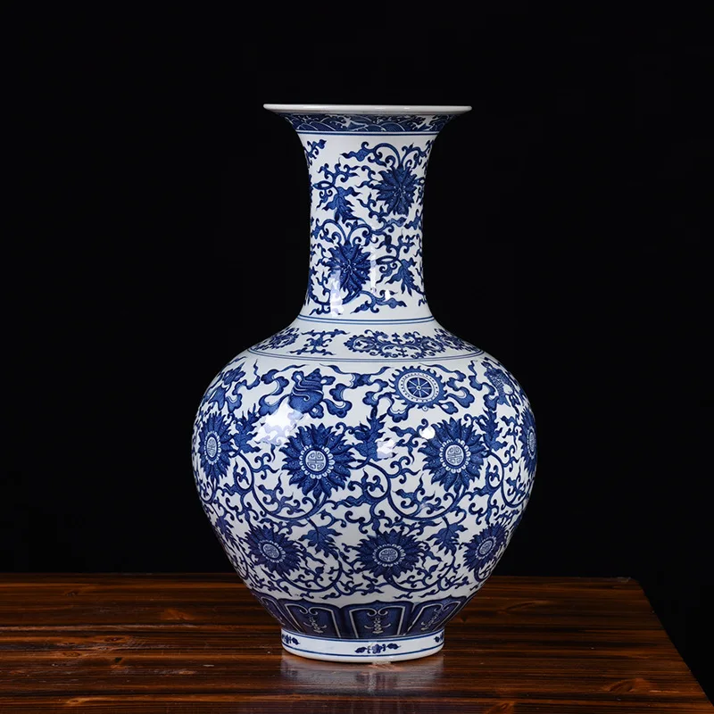 

Hot selling new design antique blue and white porcelain large ceramic vase
