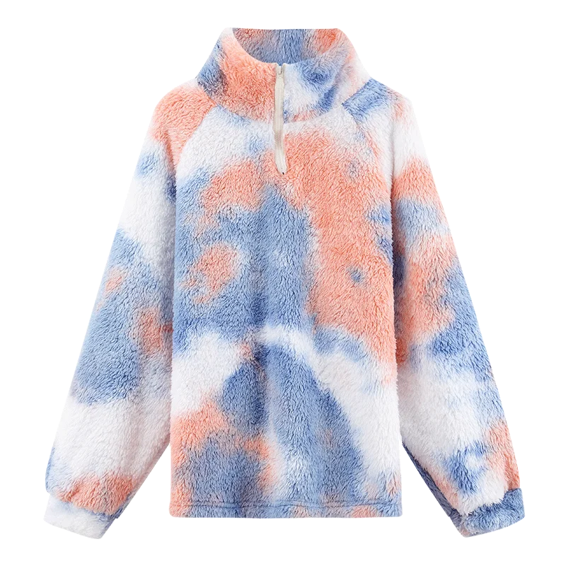 

Korean Winter 2021 new ins Plush thickened stand collar zipper sweater women's loose sweater