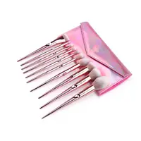 

Miya Wholesale Professional 10 pcs Rose Gold Plastic Plating Handle Blush With Bag Cosmetics Brush Girls Daily Make up Brush Set