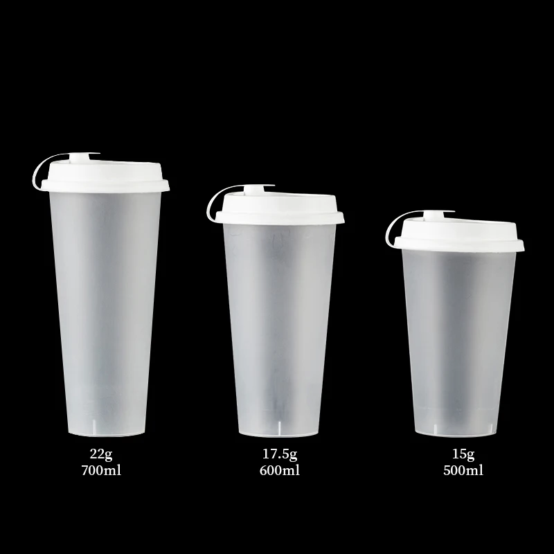 

Custom Logo Disposable Matte 500ml 600ml 700ml Plastic PP injection cup with lid, Transparent