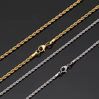 

In Stock Stainless steel Rope Chain 2mm 2.5mm 3mm 4mm 5mm Thick Gold Plated Rope Necklace Chains Hot Sale