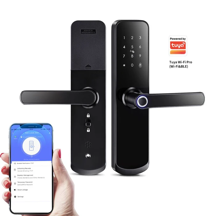 

2023 Newest Smart Wifi App Fingerprint Digital Locks Biometric Electronic Waterproof Mortise Wi-Fi Tuya Door Lock