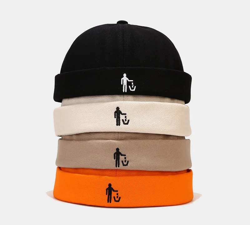 

Free shipping wholesale custom embroidery logo Harbour skull brimless cap baseball brimless hat, Customized colors