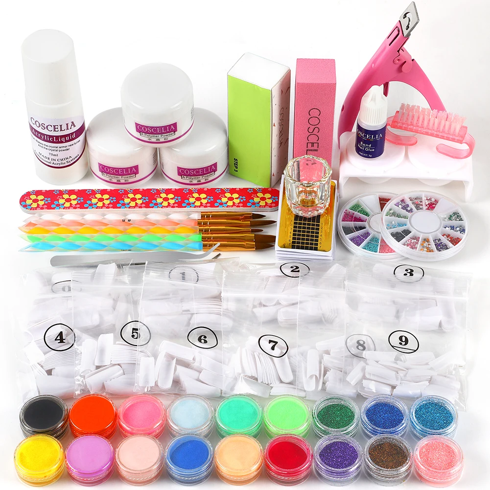 

COSCELIA Acrylic Powder Nail Starter Tool Accessories Kit for Beginners, 3 colors