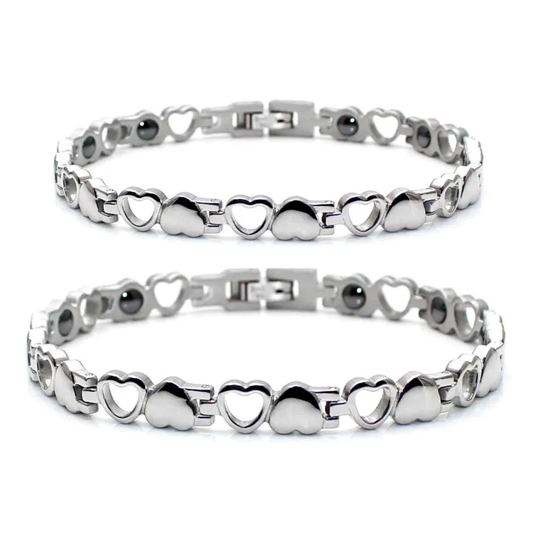 

European and American jewelry with magnetic healthy fashion couple titanium steel bracelet hollow love, Picture shows