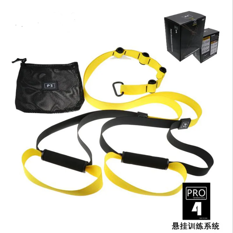 

Custom Logo Fitness Suspension Trainer System Home Gym Equipment Nylon Webbing Resistance Adjustable Suspension Trainer Kit, Yellow, green, blue or customized