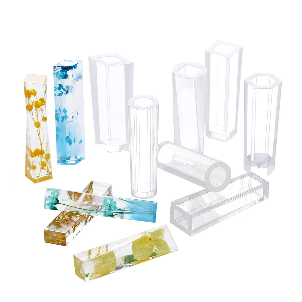 

Clear jewelry silicone mold Transparent Resin Molds Silicone Pendant Mould for Jewellery DIY Crafts Square Cube Cylinder Gems