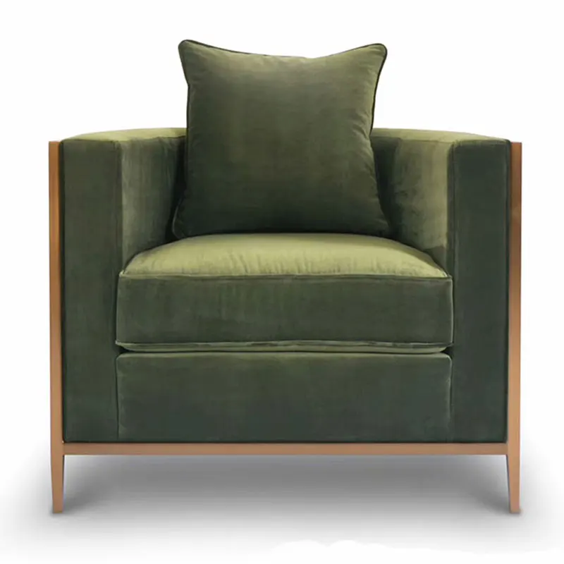 Luxury Stainless Steel Frame Sofa Set Hotel Lobby Lounge Fabric Sofa