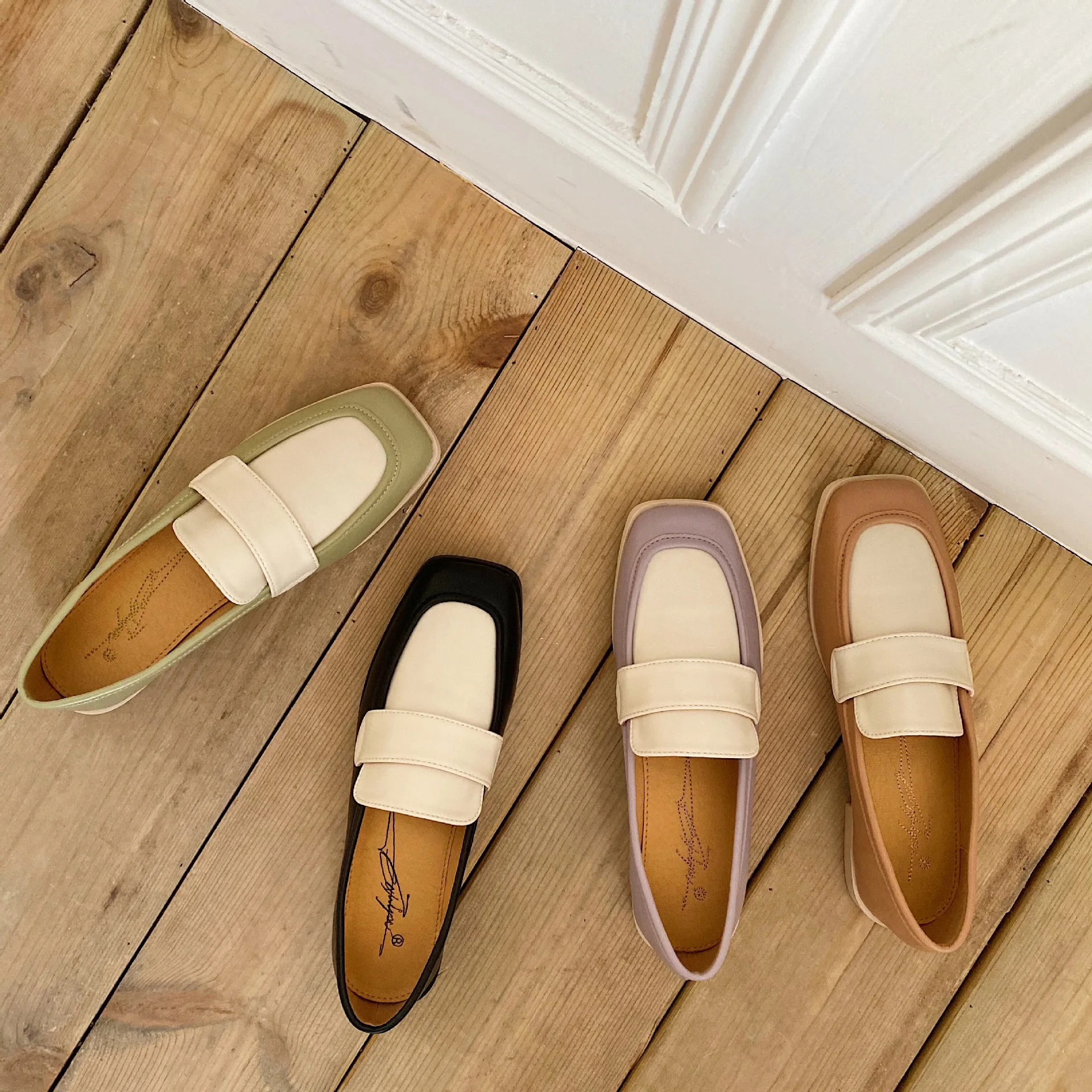 

2020 Women Flat Shoes Mules Slipper square toe Lady Fashion casual Shoes loafers, As picture show or customized