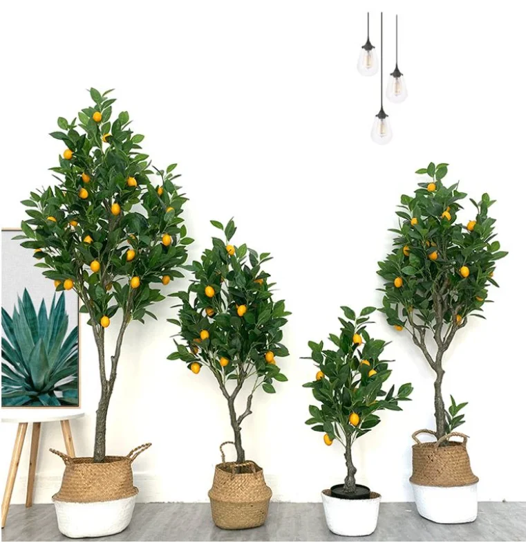 

wholesale environmental trunk plastic artificial lemon tree decorative artificial fuits plant in pot, Greenscape