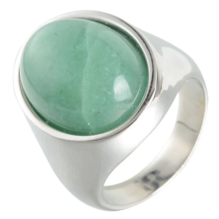 

Wholesale Simple Fashion Stainless Steel Men Ring Natural Stone Jewelry Rings, As picture