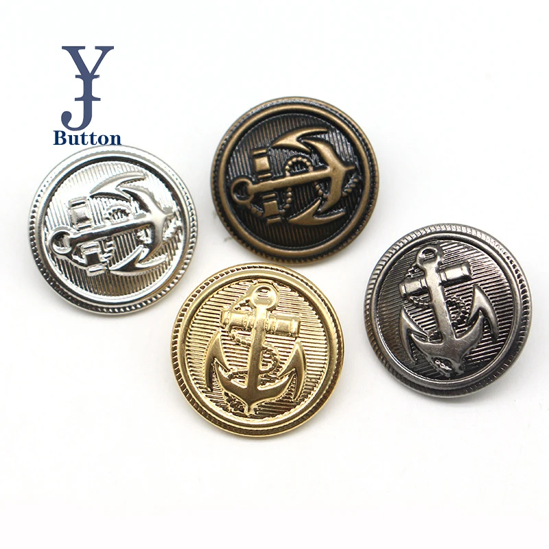 

Yong Ji 15mm Round CopperJeans Button New design military uniform button with logo for men's denim coat metal Copper Button, Matt gold