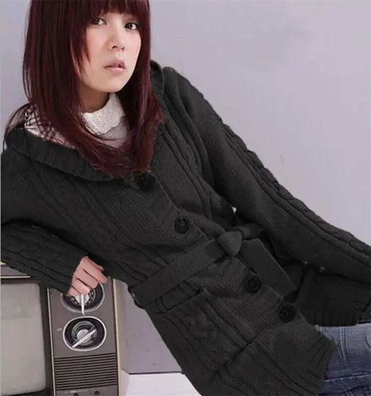 

2022 Ladies cable casual knitwear wholesale women's hoodies thick Plus Size Coats winter long Cardigan women sweater