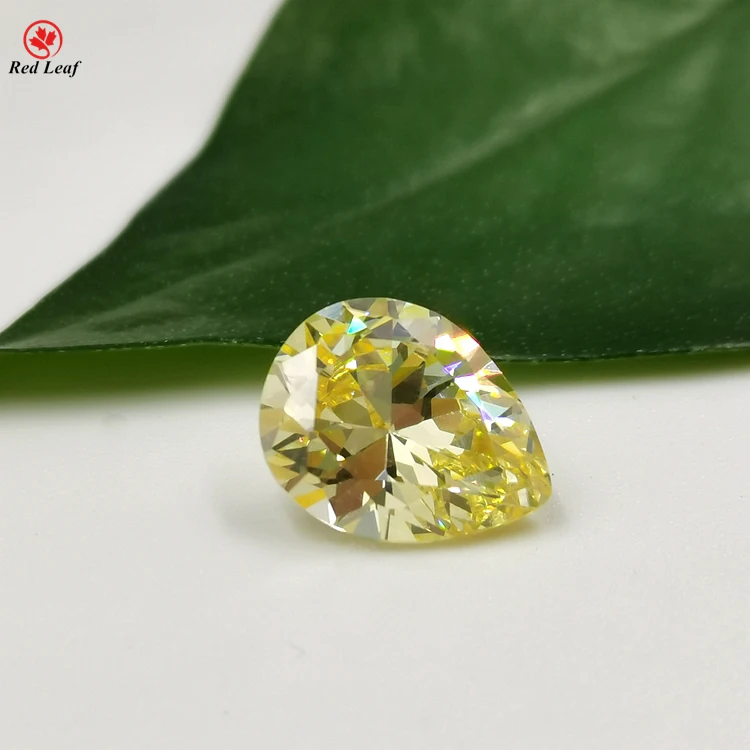 

High quality 5A cubic zirconia Lemon color pear shape synthetic Loose Gemstone CZ Gems