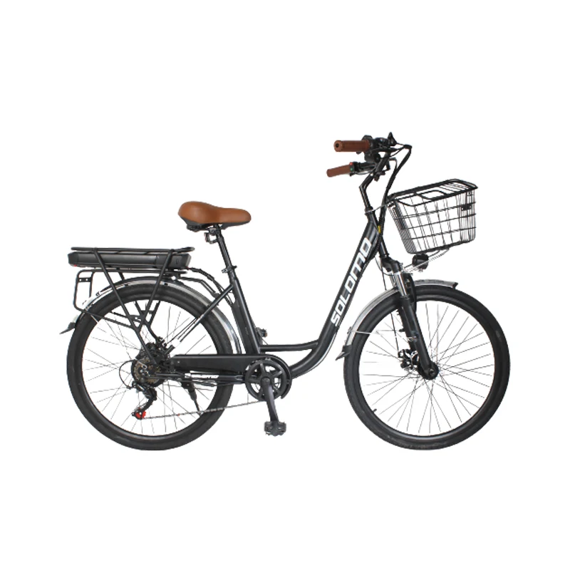 

Solomo L1 Electric City Bike Women Urban Step Through Mid Drive Enduro Ebike Light Weight Sports Sepeda Listrik, Black