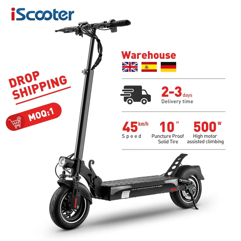 10'' 48v 500w 45km/h Doule Shock Absorption EU UK Stock Powerful Fat Tire Foldable Kick E Scooter Electric Scooter Adult