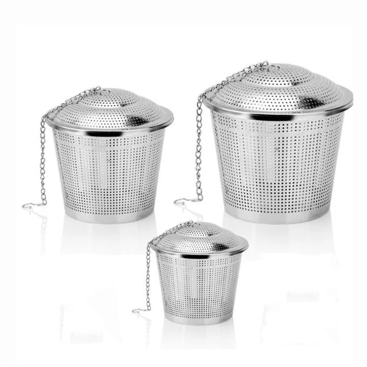 

Eco Friendly High Quality 304 Mini Mesh Infuser Ball Cup Lid Extended Chain Hook Stainless Steel Tea Strainer