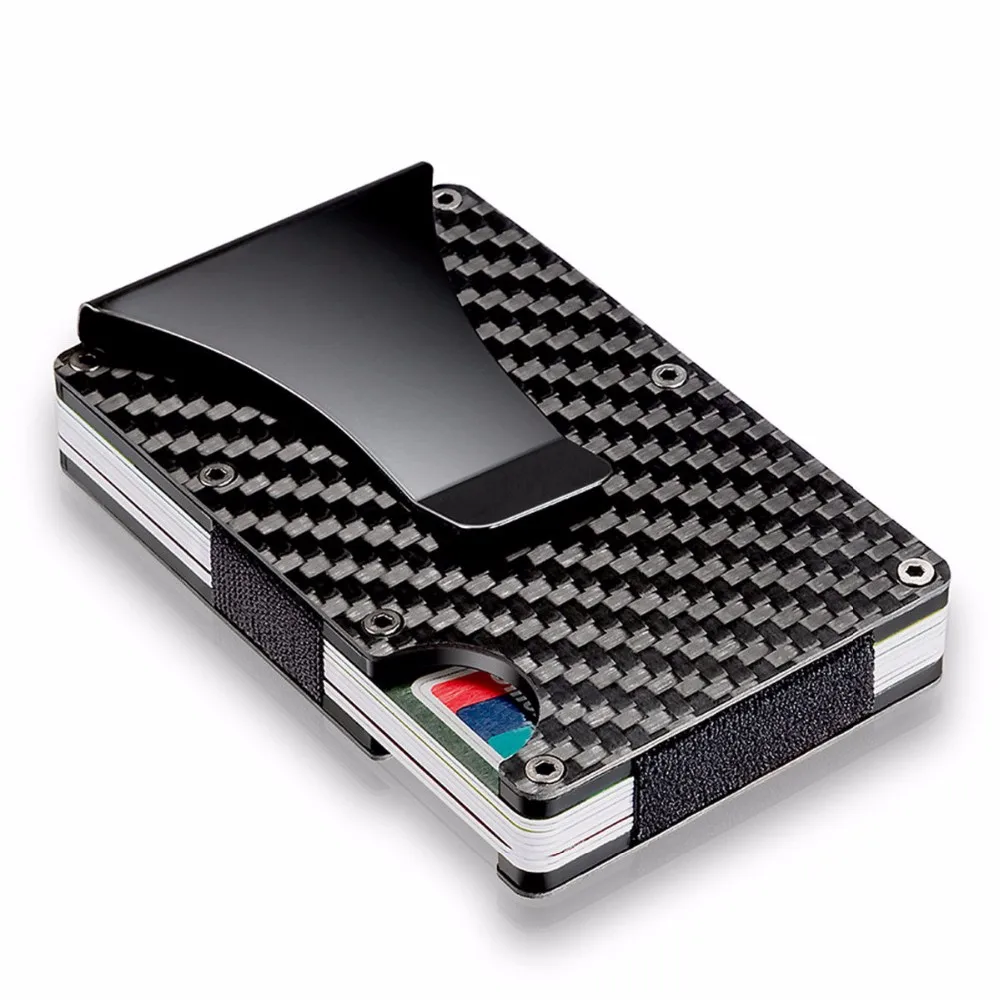 

RFID Blocking Carbon Fiber Minimalist Wallet Credit Card Holder with Money Clip