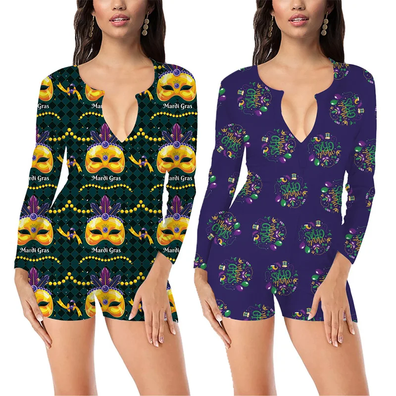 

Colory Womens Onesie Sexy Mardi Gras Wreath Design, Picture shows