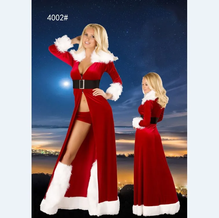 

YJC0542 Christmas Halloween Costumes Mrs Claus Santa Xmas Velvet Robe, Black,white,red,purple,pink,green,yellow...