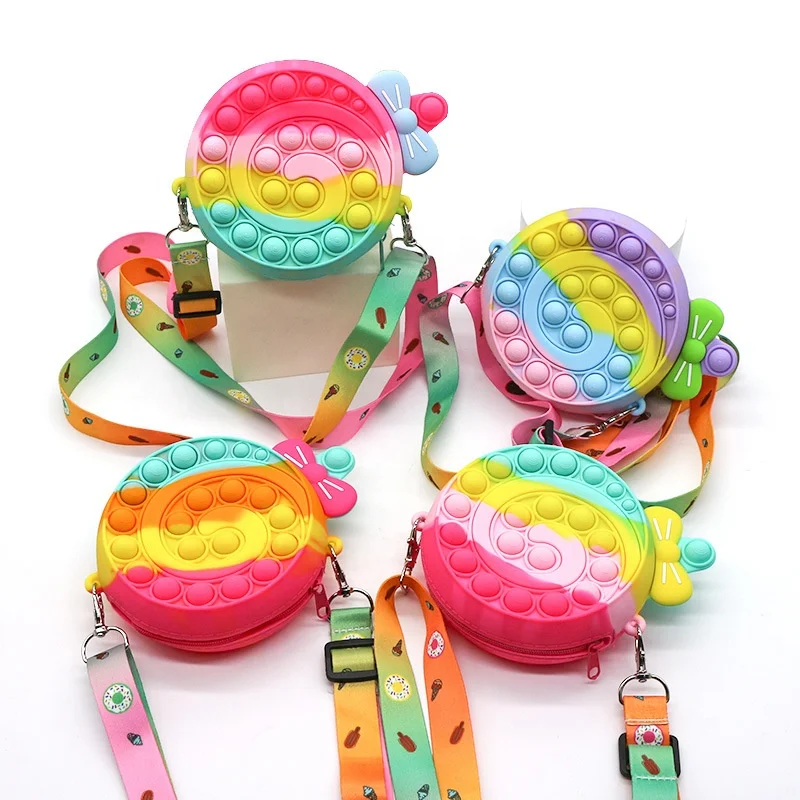 

Fashion Push Bubble Fidget Kids Purses and Handbags Little Girls Silicone Cute Mini Kids Coin Purses 2022