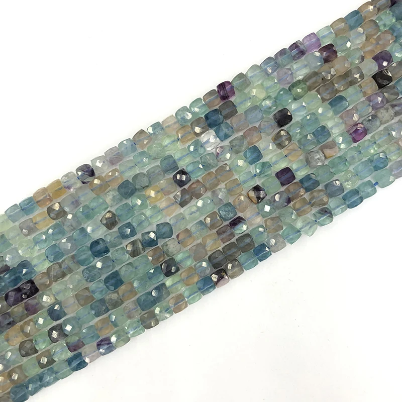 

Wholesale  Cube Natural Color Fluorite Stone Bracelets