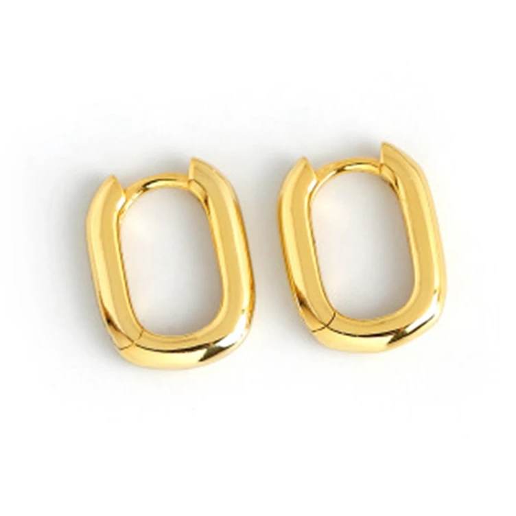 

Discount custom trendy fine jewelry minimalist 18k 925 silver hoops gold plated huggie earring, As picture ,many color