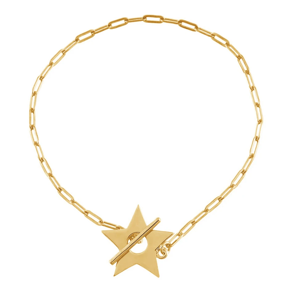 

wholesale 925 sterling silver classic bracelet 18k gold plated fashion open star toggle link bracelet