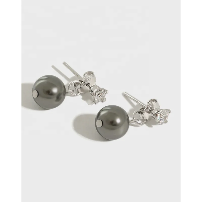 

Danyang S925 Sterling Silver Earrings Black White Shell Pearl Earrings for Women Jewelry