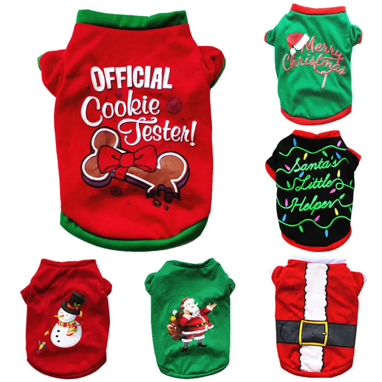 

Pet Clothing For Dogs Christmas Decoration Dog T-Shirt Cute Puppy Dog Clothes Pullover Casual Vests For Pets, As picture show