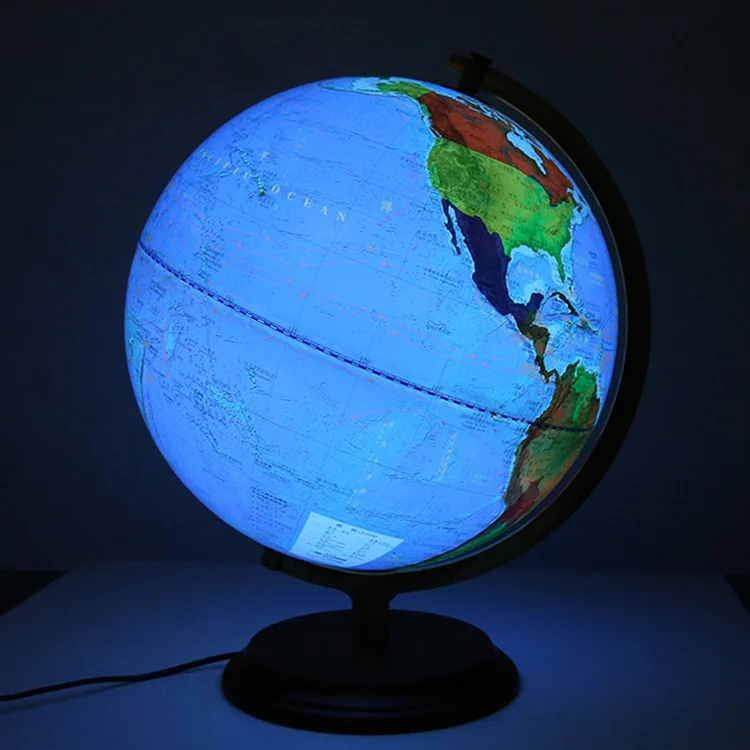 
High Grade 2 In1 Illuminated Mountain Districts World Globe map For Teaching And Decoration 