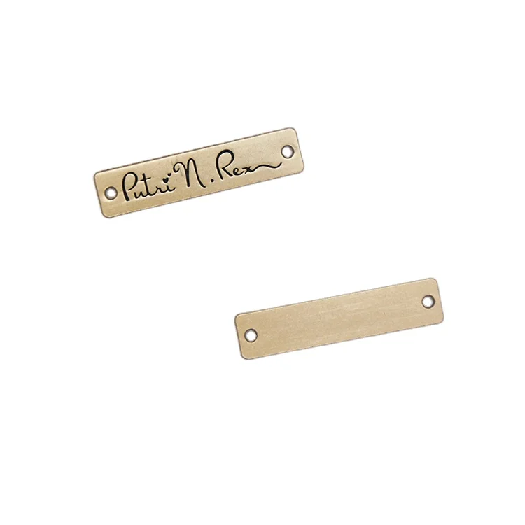 

Last Customized fashion stainless steel brand logo Metal clothing tag bags tag