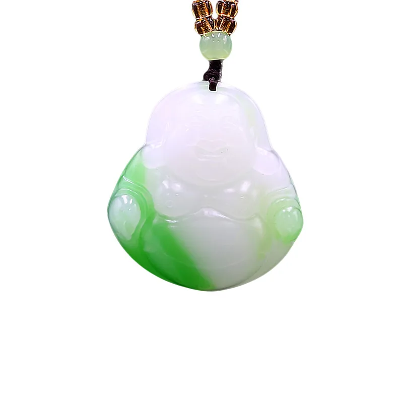 

Green Jade Maitreya Pendant Fashion Jadeite Amulet Carved Jewelry Chinese Buddha Necklace Gifts Women Natural Charm for