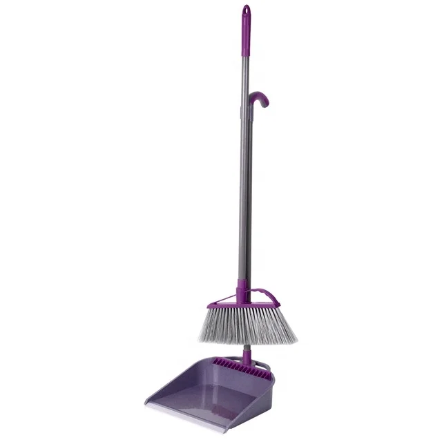 

New Design Cleaning Broom And Dustpan Set for household cleaning, Purple blue or customized colors