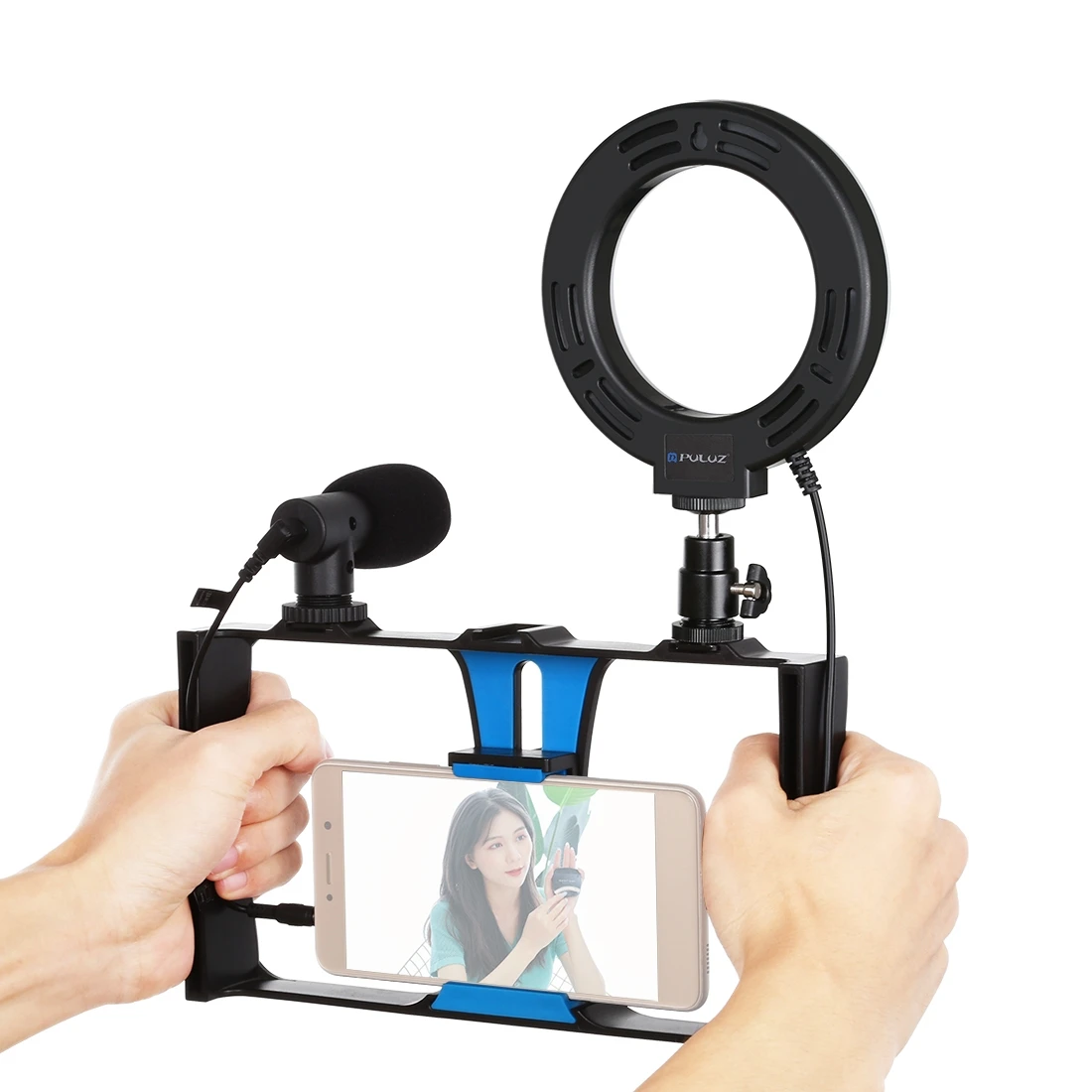 

PULUZ Factory Direct Sell Vlogging Live Broadcast Smartphone Cage Video Rig Kit Mobile Phone Handle Stabilizer Bracket