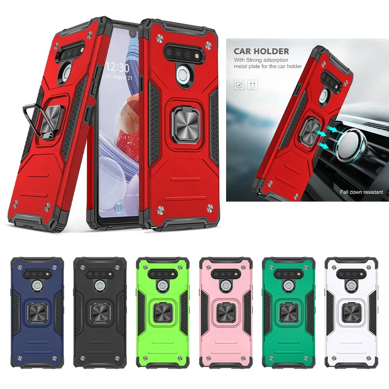 

Anti-Fall 360 Ring Magnetic Holder Back Cover Kickstand Phone Case For LG Stylo6, Multi colors