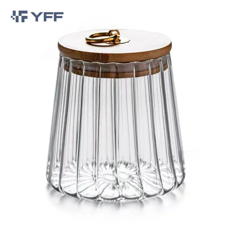 

Storage Jar Tea tank Flower Tea Glass Jar 600ml Food Grade wooden Sealing Tea Storage Tank Clear, High transparency