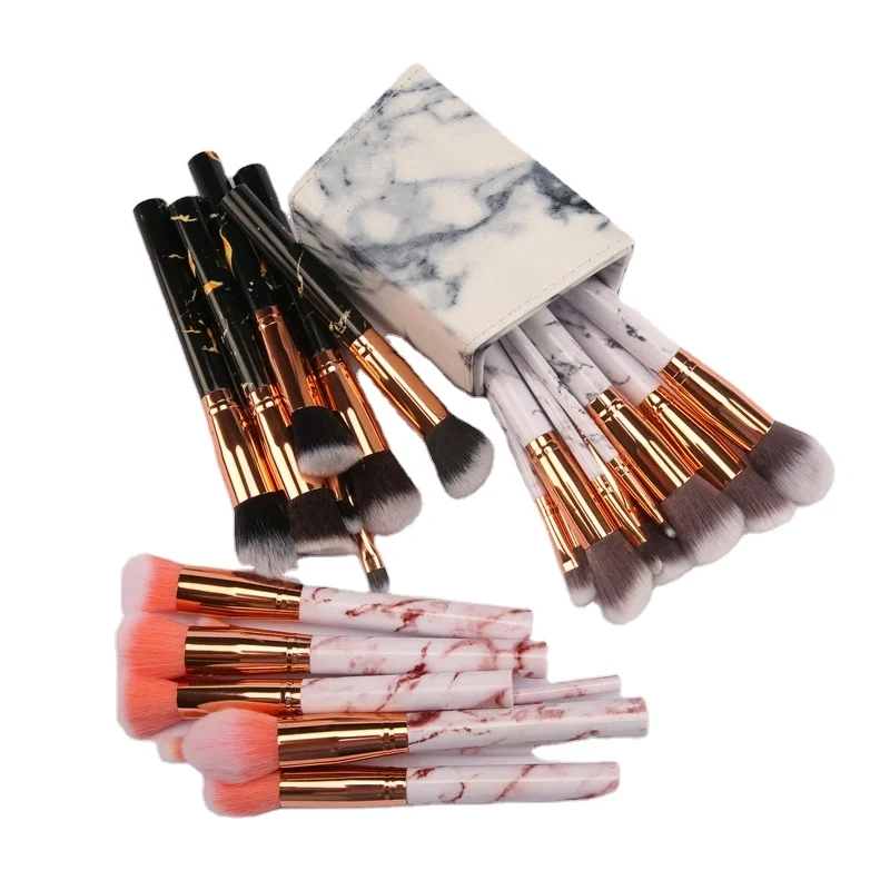 

hot products marble makeup brush set with bag private label amazon top sell marble brush, 3 colors available