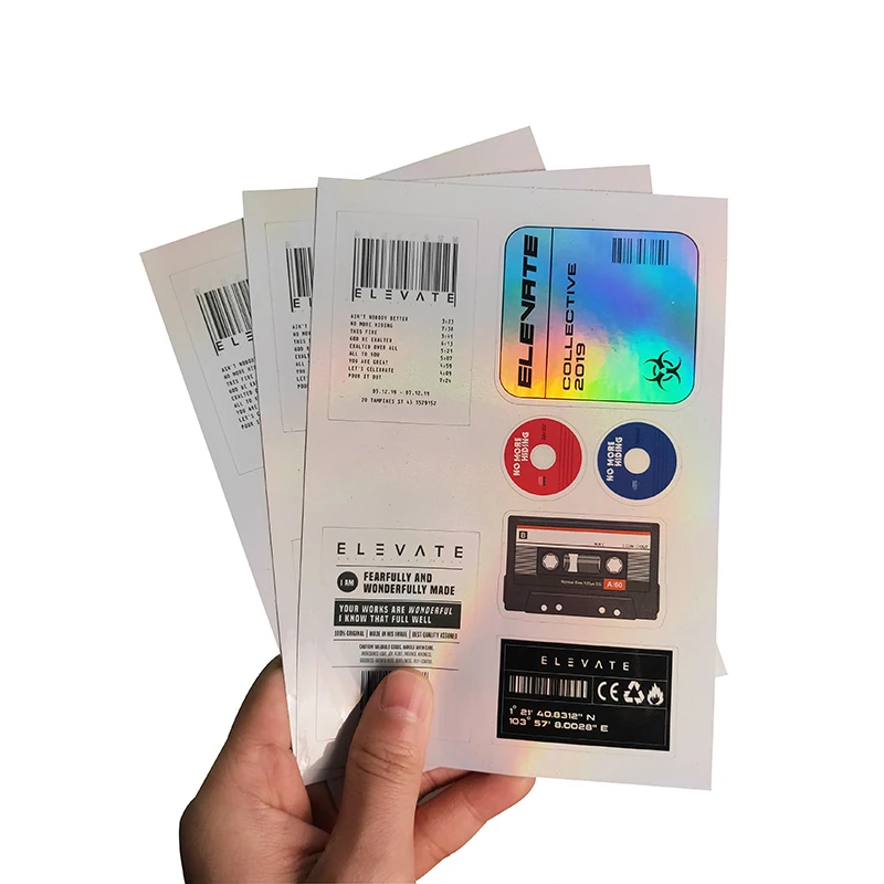 
Waterproof Rainbow Effect Holo Custom Design Vinyl Hologram Sticker Sheet Printing 
