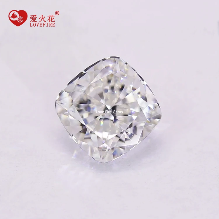 

synthetic cz gems loose warm white G color very light yellow cushion shape crush ice cut cubic zirconia