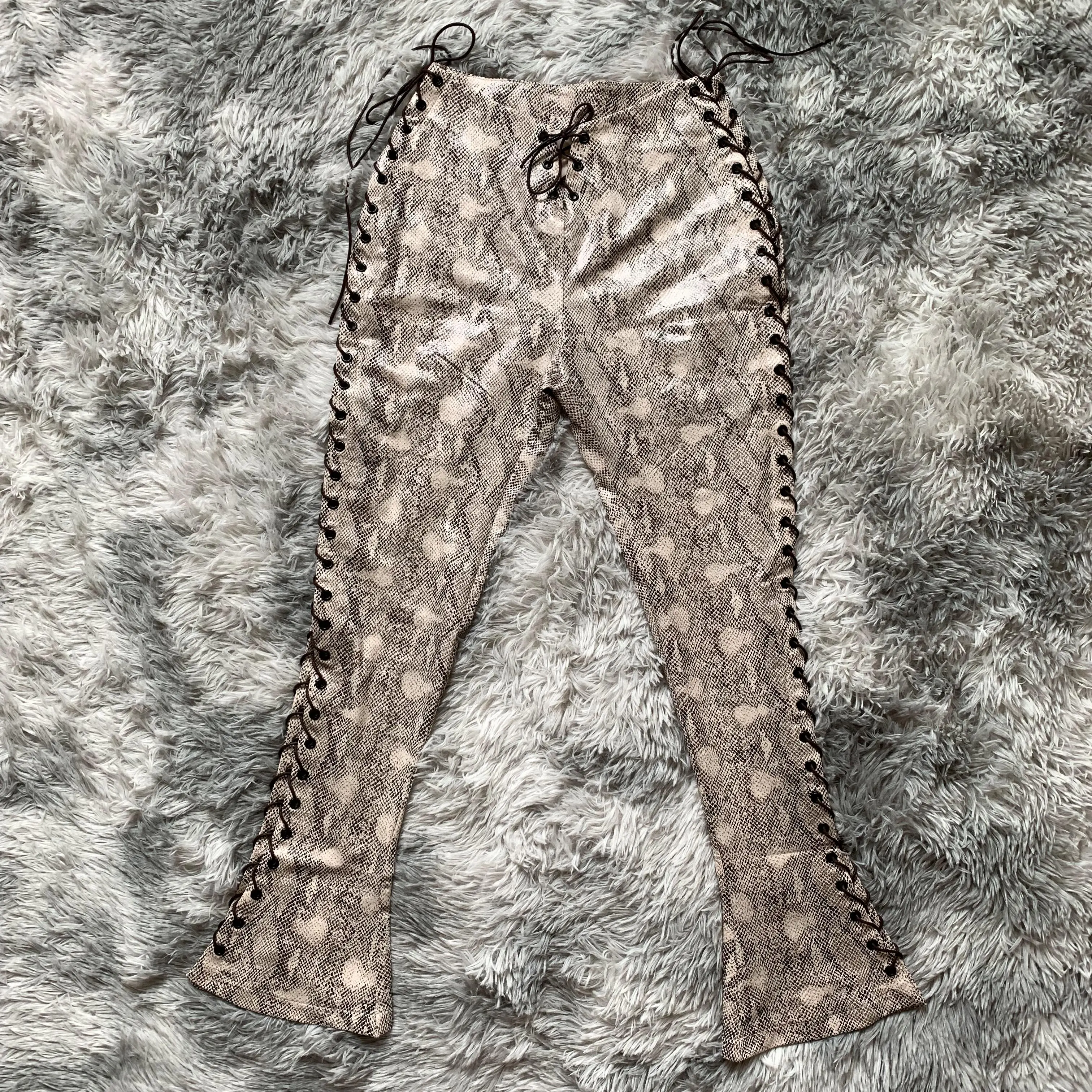 DENIMGUYS Custom Logo Snake Pattern Print Women Leather Pants
