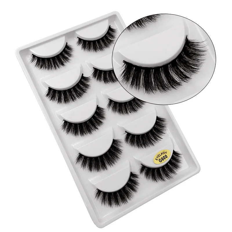 

M-04 High quality soft fluffy natural false eyelashes faux vegan eyelash 5 pairs mink false eyelashes for wholesale