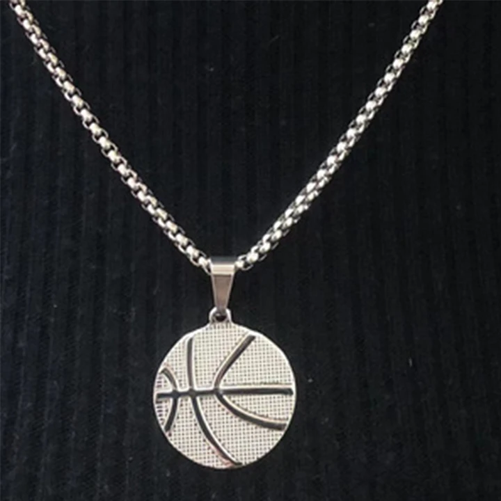 

2021 New Arrival Titanium Steel Necklace Hip Hop Necklace Basketball Pendant Necklace for Unisex, Picture shows