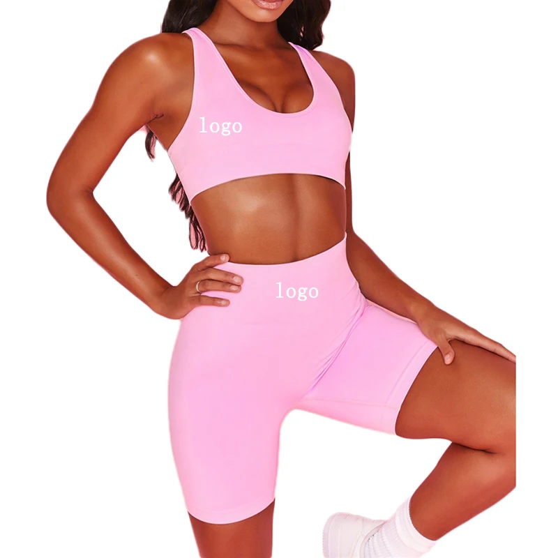 

2021 breathable sports fitness gym outfit 2 piece women workout yoga set, Solid