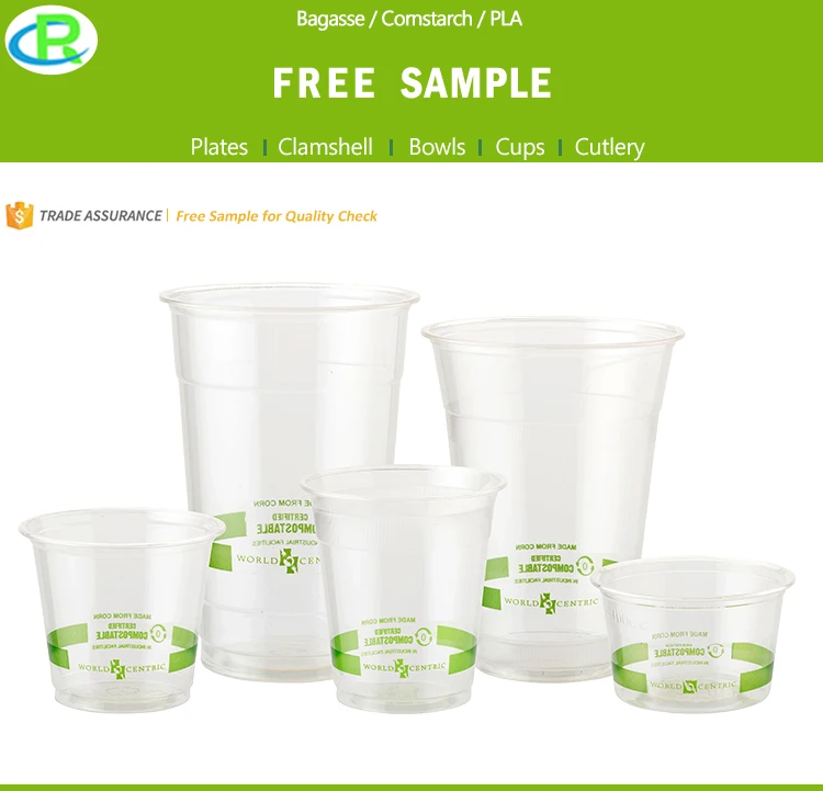 Biodegradable Compostable PLA Clear Plastic Cup with Lid