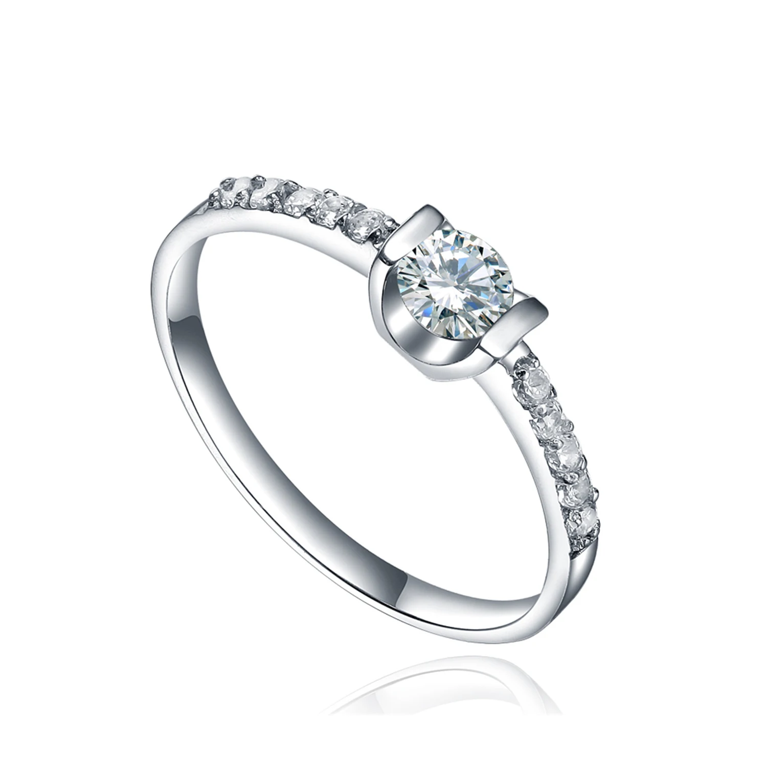 Gemstone CZ 925 Sterling Silver Wedding Engagement Ring(图1)