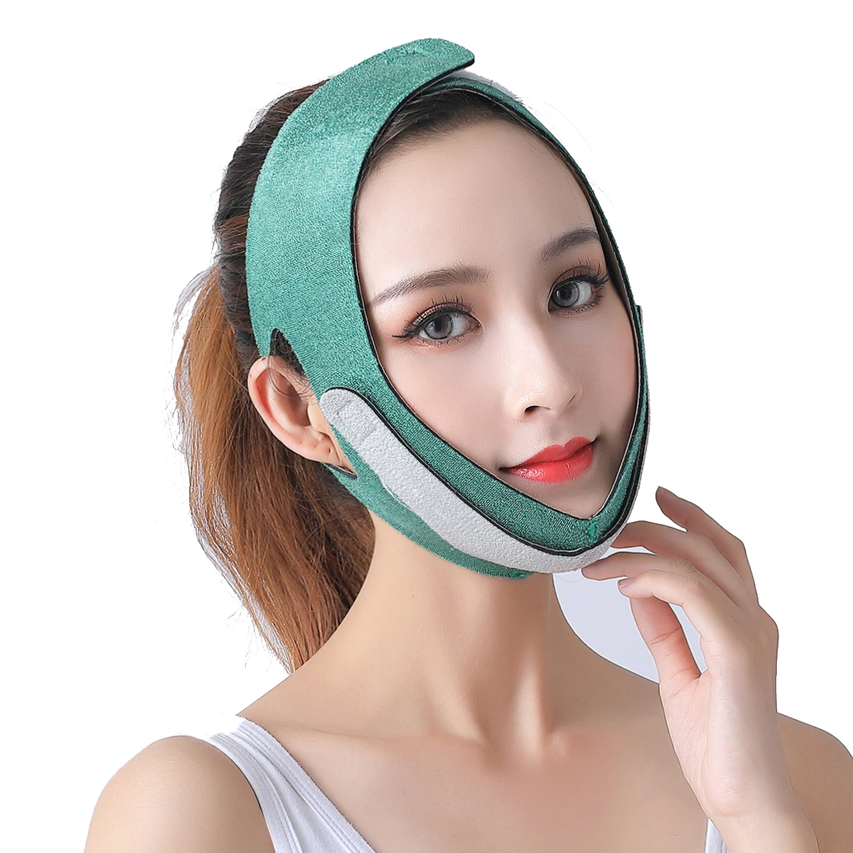 

Reusable V Line Face-lift Chin strap Facial Slimming Strap Double Chin Reducer, Light brown/pink purple